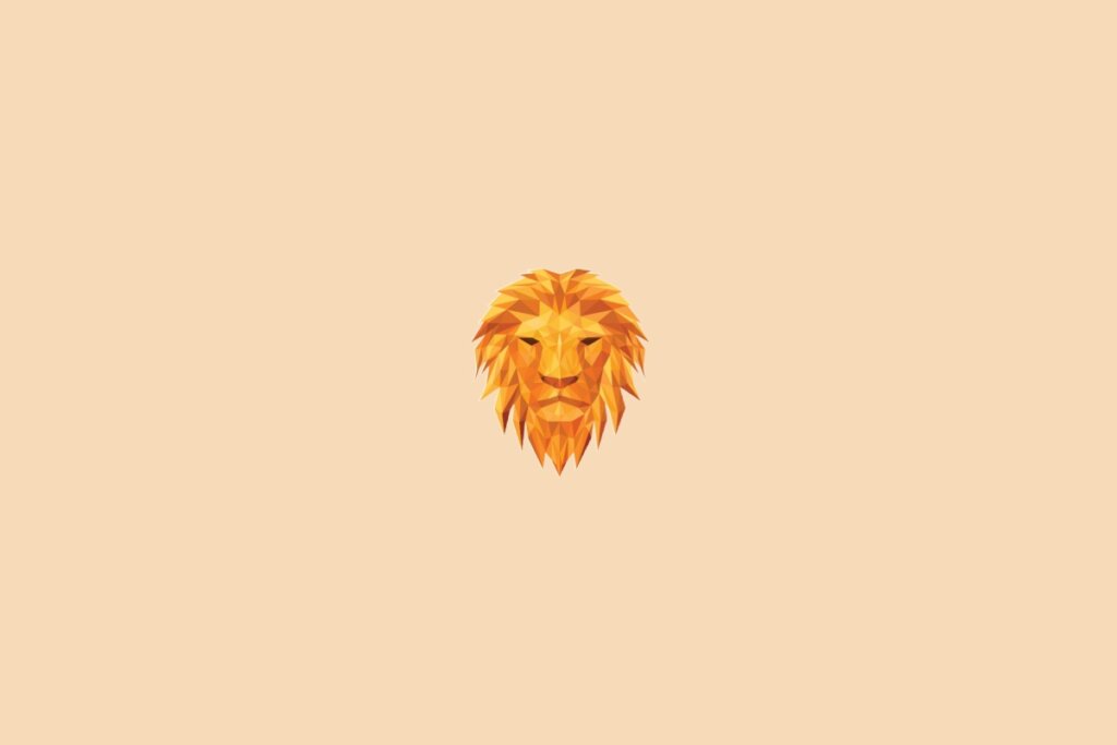 Ilustração do signo de leão, na cor laranja, centralizado em um fundo laranja-claro