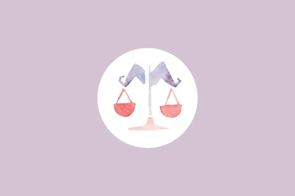 Círculo centralizado em um fundo roxo e com a ilustração do signo de libra dentro