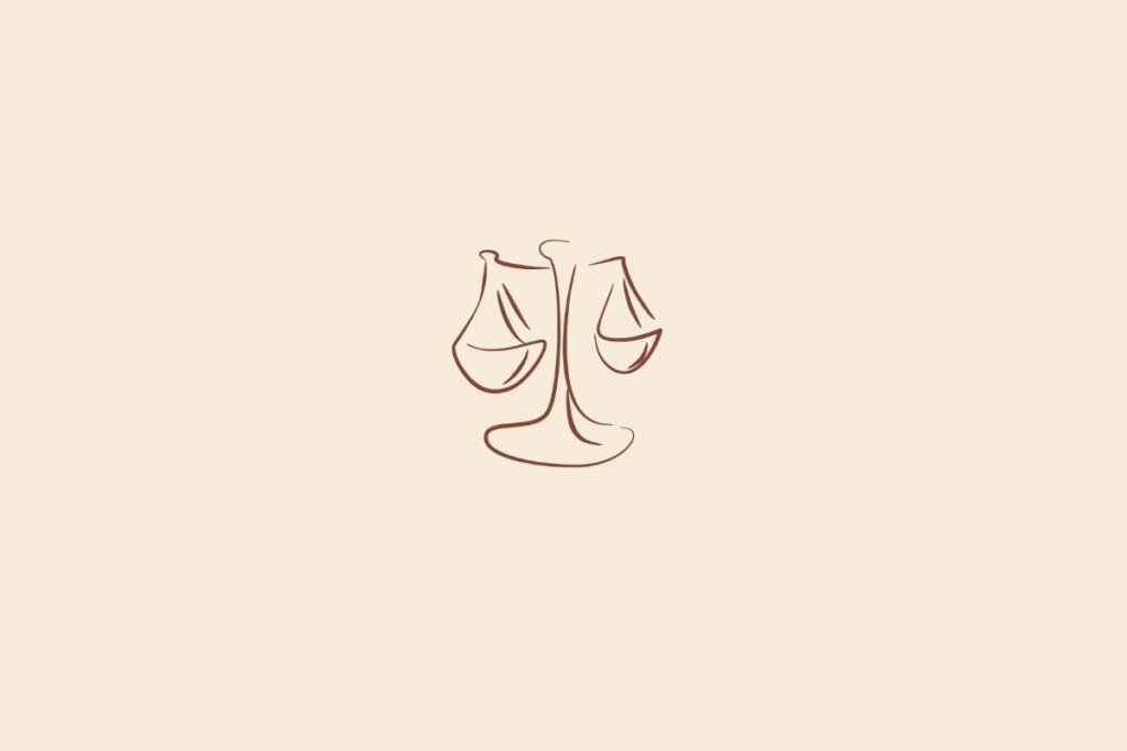 Ilustração do signo de libra centralizado em um fundo bege-claro