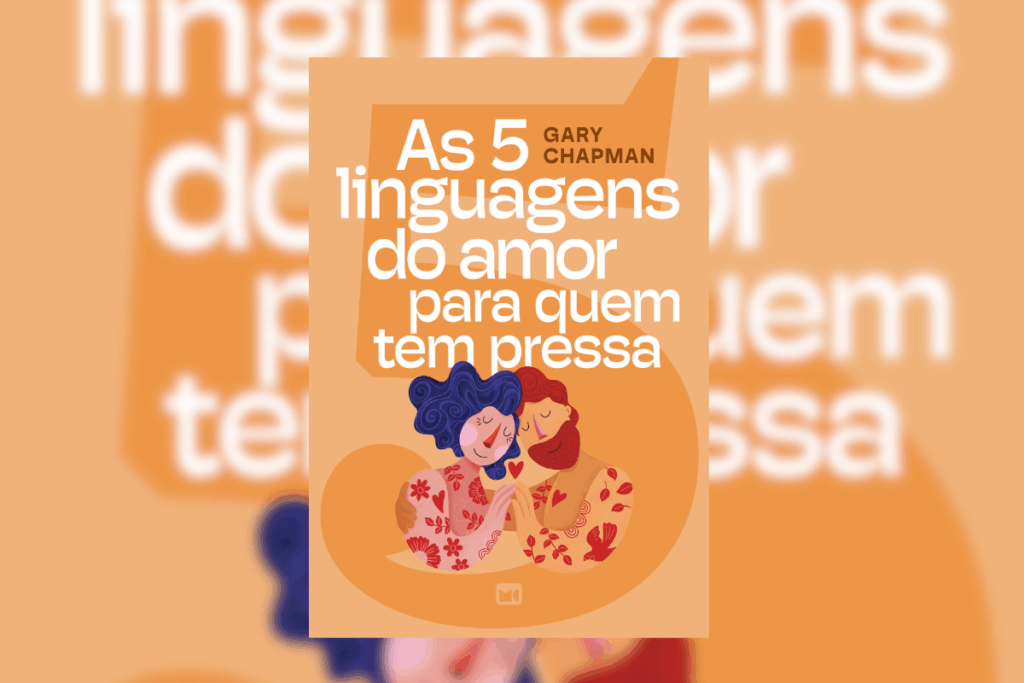 Capa de livro laranja com o nome do autor escrito em preto e título em branco com a ilustração de um casal abraçado