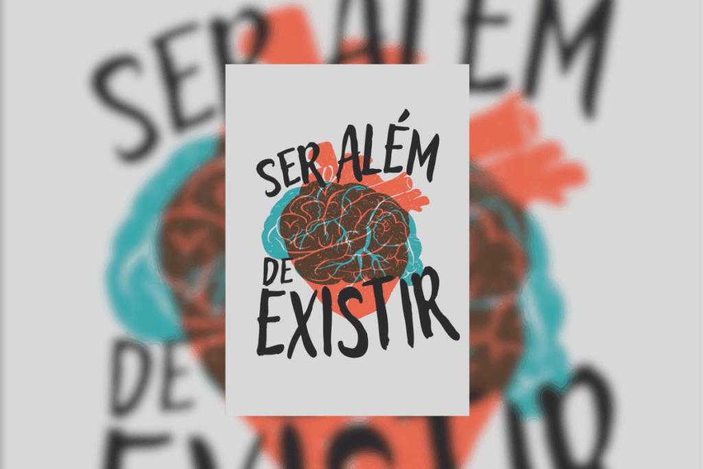 Capa de livro com o título escrito em preto e ilustração de um cérebro azul sobrepondo o a de um coração em laranja em fundo cinza