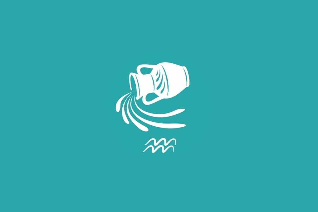 Ilustração do signo de Aquário em um fundo verde 