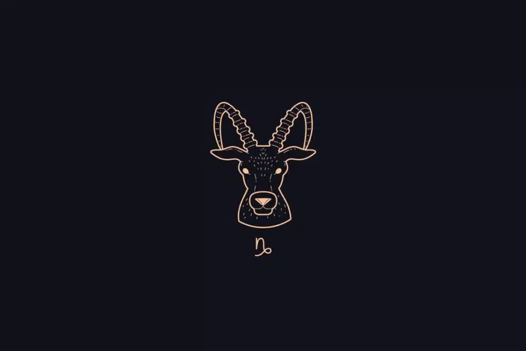 Ilustração do signo de Capricórnio em um fundo preto