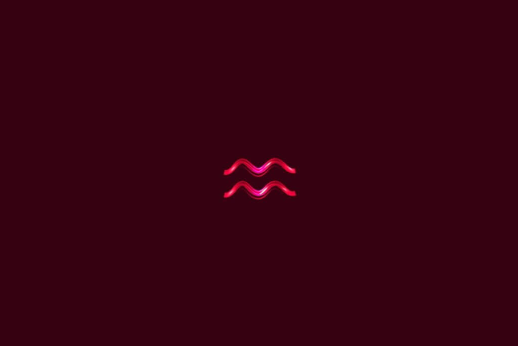 Ilustração do signo de aquário rosa em um fundo vermelho