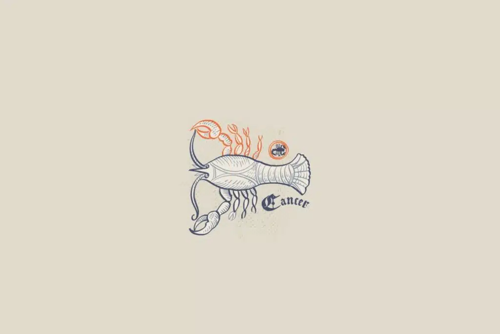 Ilustração do signo de câncer em um fundo bege