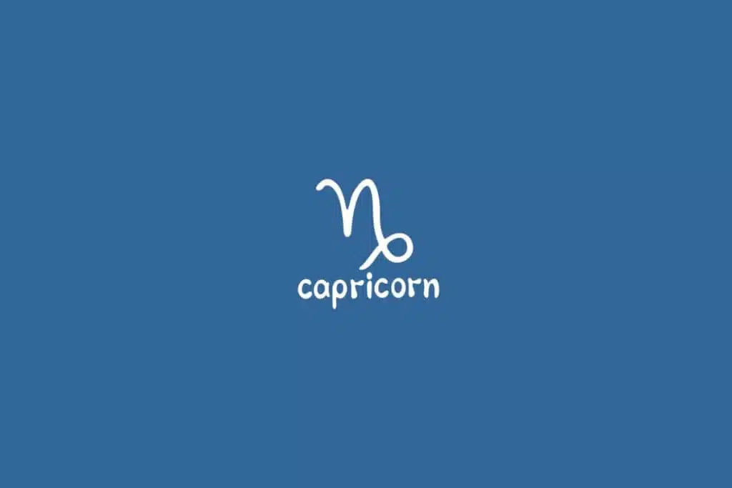 Ilustração do signo de capricórnio centralizado em um fundo azul
