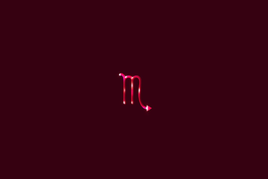 Ilustração do signo de escorpião rosa em um fundo vermelho