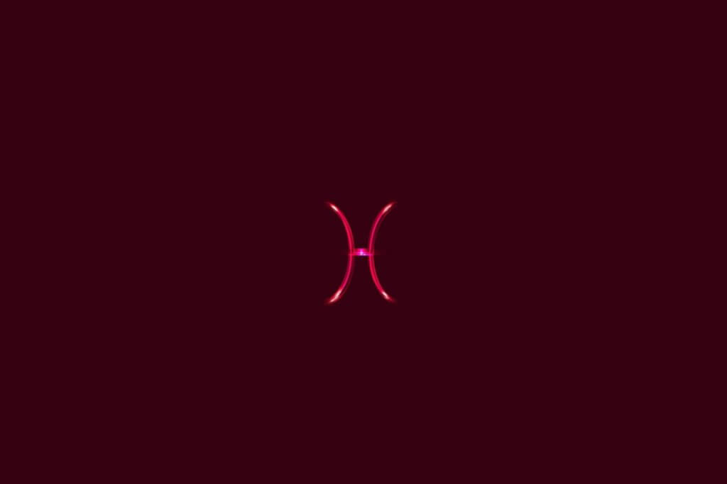 Ilustração do signo de peixes rosa em um fundo vermelho