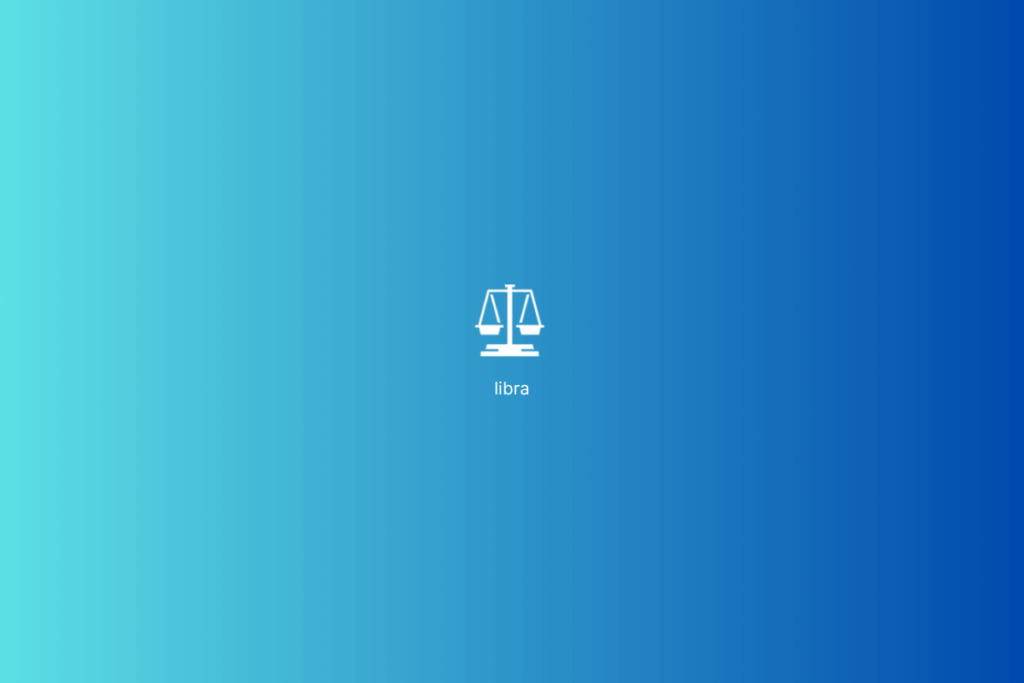 Símbolo do signo de Libra em branco em fundo em tons de azul