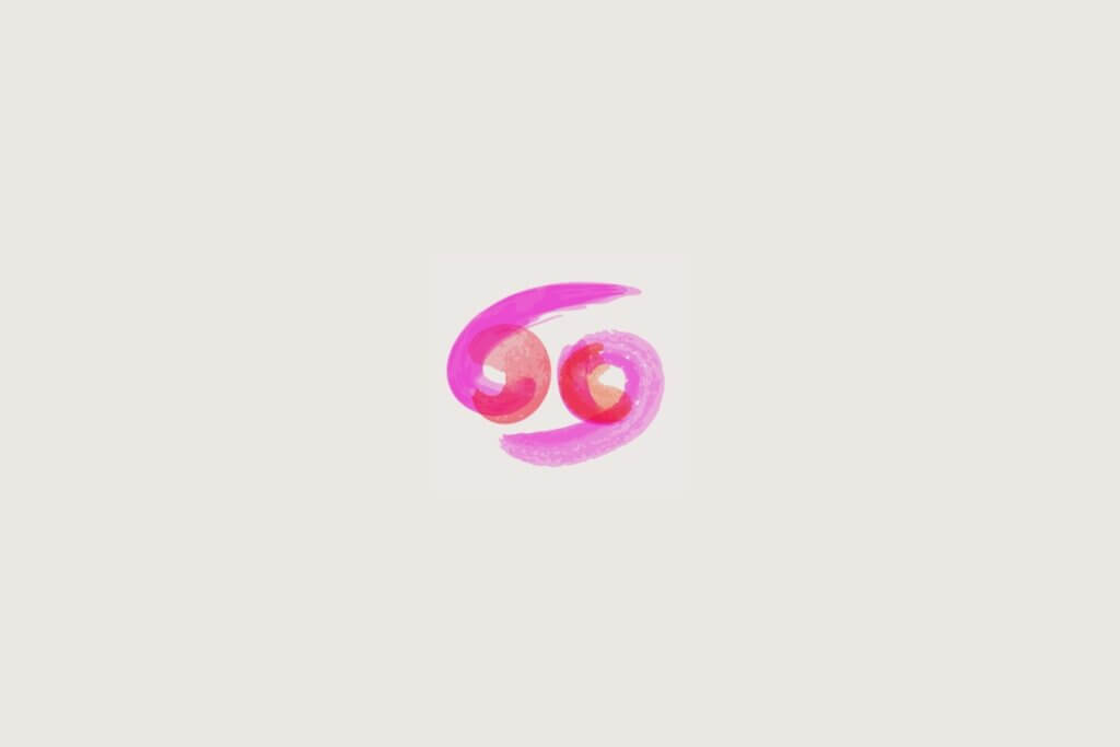 Ilustração do signo de câncer em rosa sobre um fundo cinza