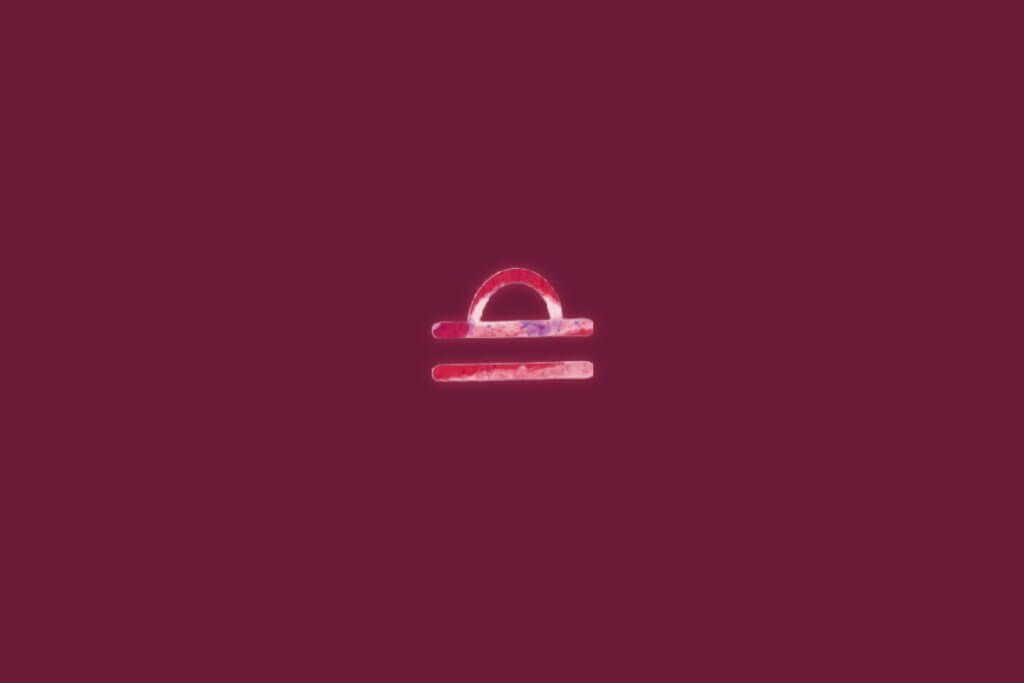 Ilustração do signo de libra centralizado em um fundo rosa
