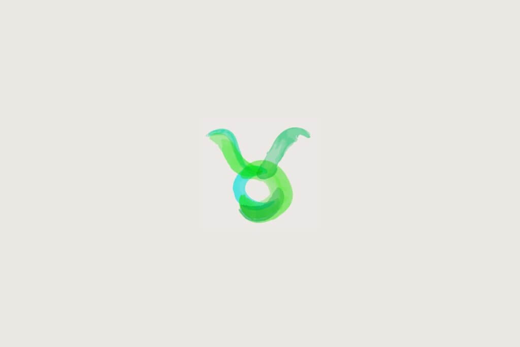 Ilustração do signo de touro em verde sobre um fundo cinza