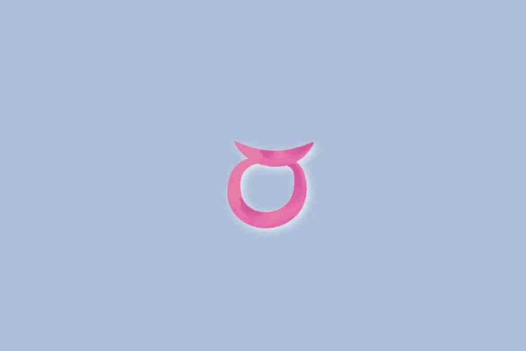 Ilustração do signo de touro na cor rosa e sobre um fundo azul-claro 
