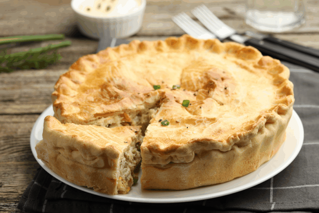 Essa torta de frango cremosa é fácil de fazer para o lanche da tarde